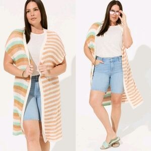 5X / 6X • Torrid • Striped Knit Cardigan Duster Vest Sweater